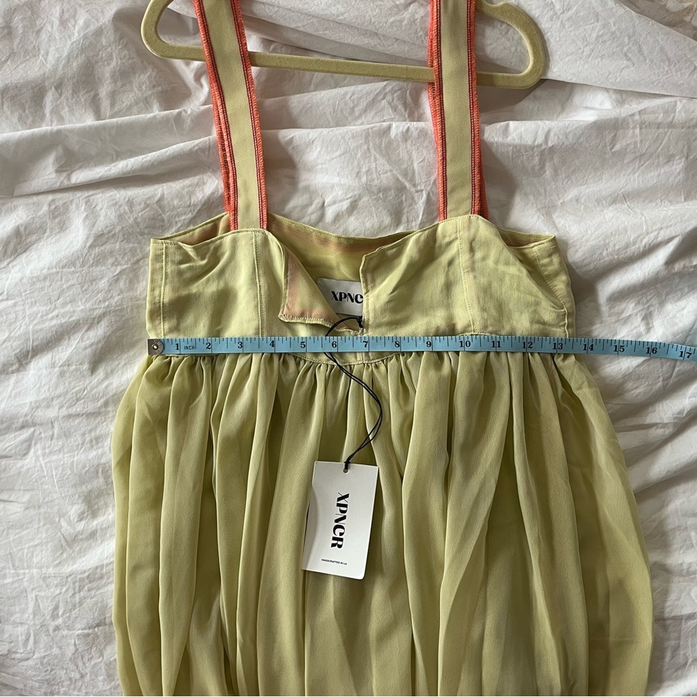 Chartreuse/Yellow Maxi Dress with Sheer Skirt - Picture 4 of 5